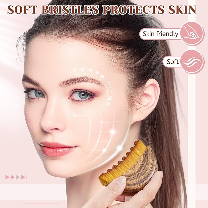 2 Pack Lymphatic Contour Face Brush,Lymphatic Drainage Massager for Sculpting,Soft & Gentle Bristles Suitable for All Skin Types,Portable Ergonomic Gua Sha Brush with Travel Case