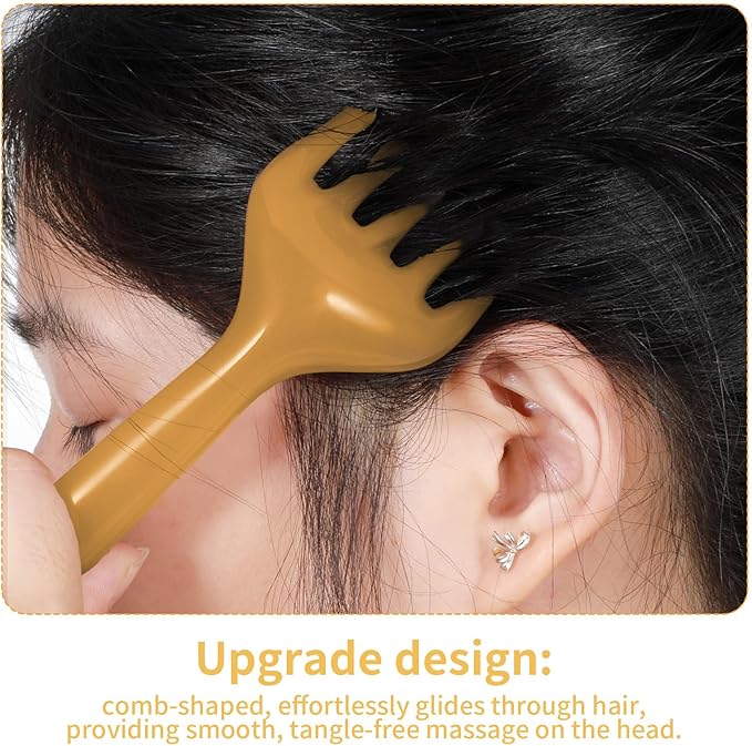 2Pcs Head Massager Manual Hair Scalp Massager Gua Sha Five Claw Massage Tool Comb Portable Handheld Resin Relax Tool for Father's Day Mother's Day Gifts (Amber; Cloud Brown)