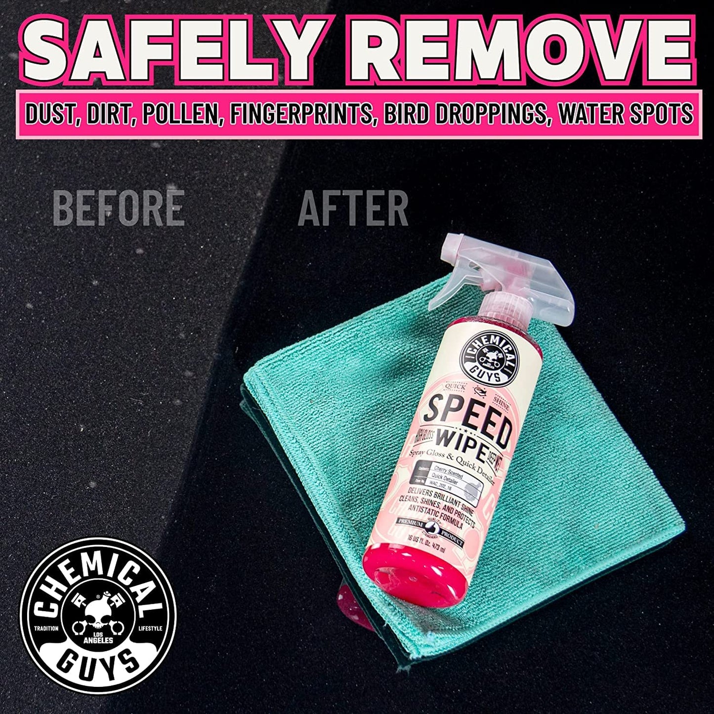 Chemical Guys Speed Wipe Quick Detailer, Safe for Cars, Trucks, SUVs, Motorcycles, RVs & More, Extra Large 32 fl oz, Cherry Scent