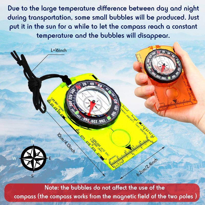 Orienteering Compass Hiking Compass Outdoor Navigation Survival Compass Waterproof Map Reading Backpacking Compass Kids Camping Gear for Women Men Gifts, 4 Colors (12 Pieces)