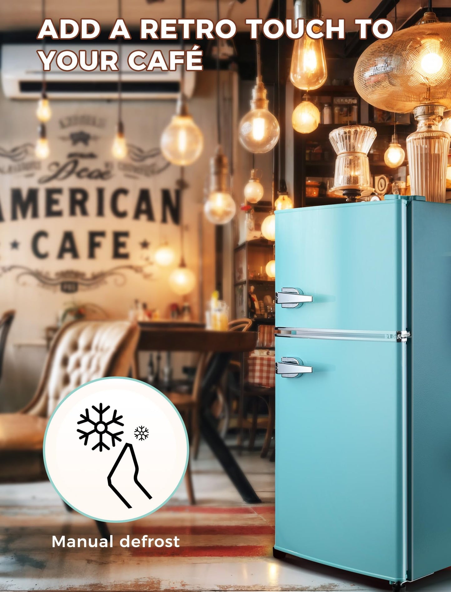 Anypro 3.2 Cu.Ft Fridge with Freezer, 2 Door Retro Refrigerator with 7 Level Thermostat, Adjustable Removable Glass Shelves for Bedroom Office Apartment Dorm Bar, Black