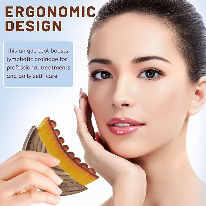 Lymphatic Contour Face Brush,Lymphatic Drainage Massager for Sculpting,Soft & Gentle Bristles Suitable for All Skin Types,Portable Ergonomic Gua Sha Brush with Travel Case
