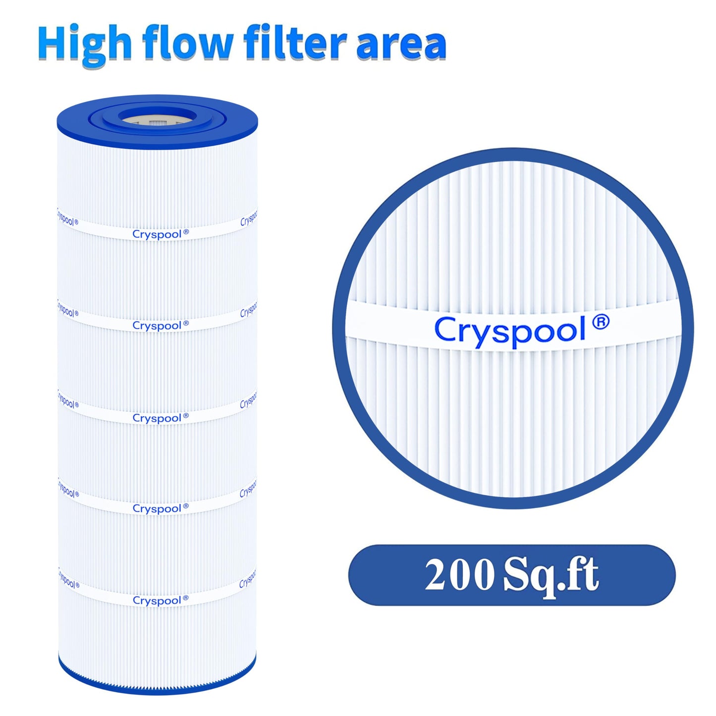 Cryspool® C200S Filter Compatible with CX200XRE, SwimClear C200S, C200S, C-9442, PA200S, 200 Sq. Ft Pool Filter Cartridge, 1 Pack
