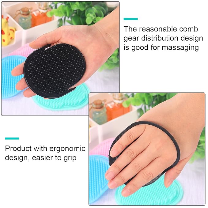 BBTO 12 Pieces Soft Portable Pocket Palm Combs Shampoo Comb Massager Hair Brushes Scalp Massager Hand Brush for Men Pets Home Office Travel