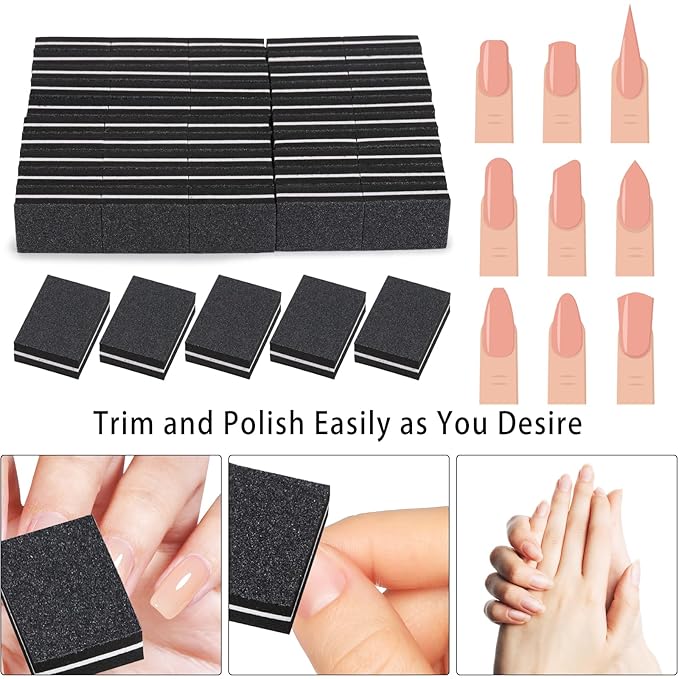 102pcs Toe Separators Set - Premium Pedicure Tool Super Soft Pedicure Toe Separator- Mini Nail Buffer Block File 80/100 Grit 2 Sided, Black