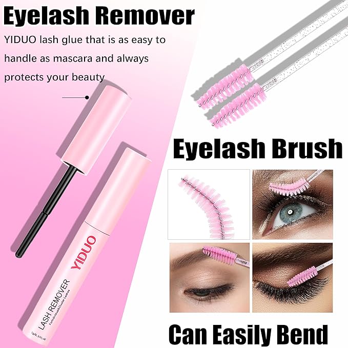 YIDUO Manga Lash Clusters Kit 4 Styles Spiky Volume Clusters Lashes Extensions Kit with 2X Bond and Seal 887Pcs Wispy Eyelash Clusters Kit Thick 100D+150D+Wide Soft Thin Band Cluster Lash Kit