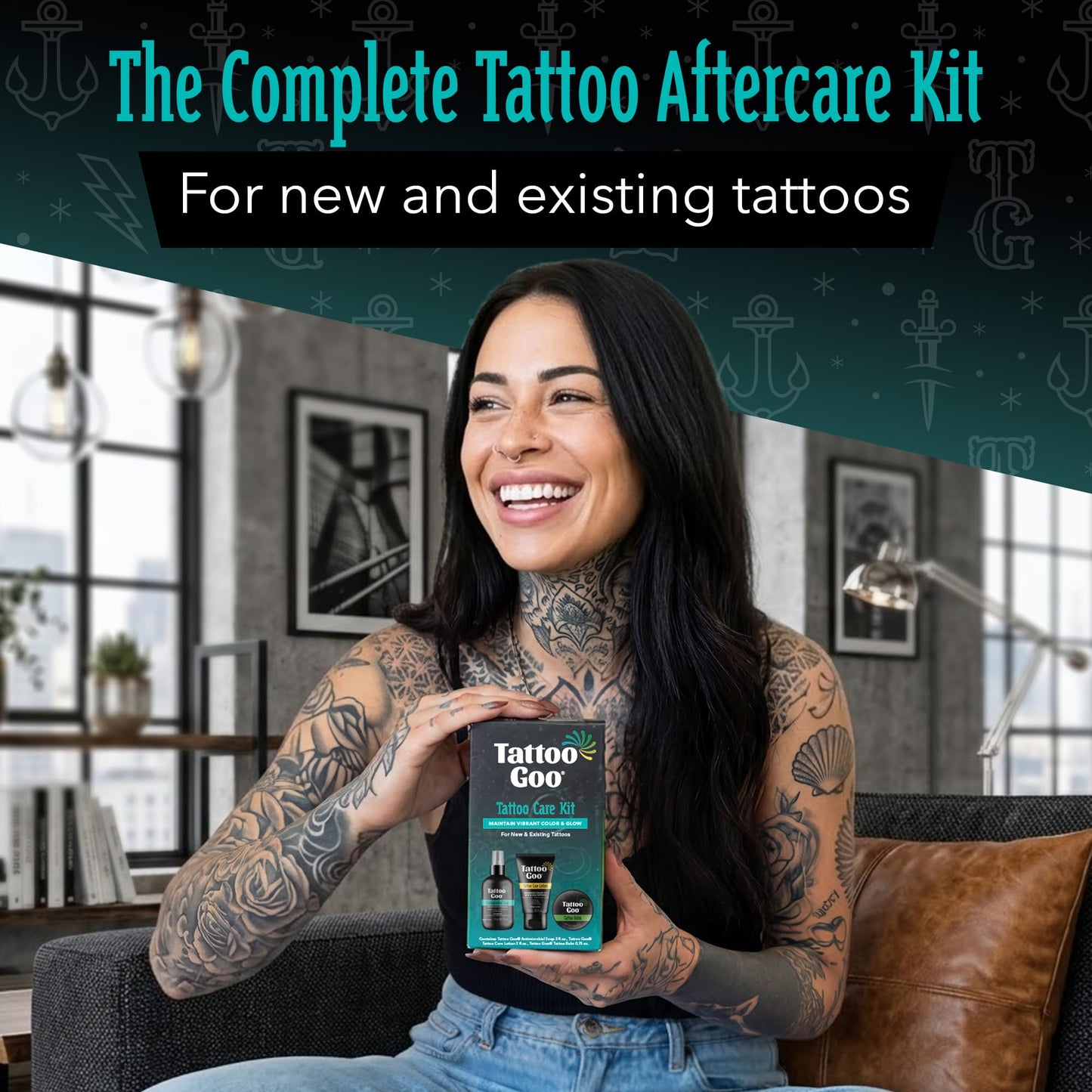 Tattoo Goo Aftercare Kit Includes Antimicrobial Soap, Balm, and Lotion, Tattoo Care for Color Enhancement + Quick Healing - Cruelty-Free, Petroleum-Free, Tattoo Artist Gifts (3 Piece Set)