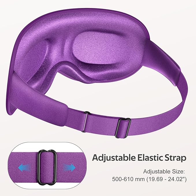Sleep Mask for Women Men - 100% Blackout Eye Masks for Sleep - 3D Soft Sleeping Mask for Side Sleepers - Zero Pressure Lash Extensions Eye Cover Shade for Airplane Travel Essentials, Purple