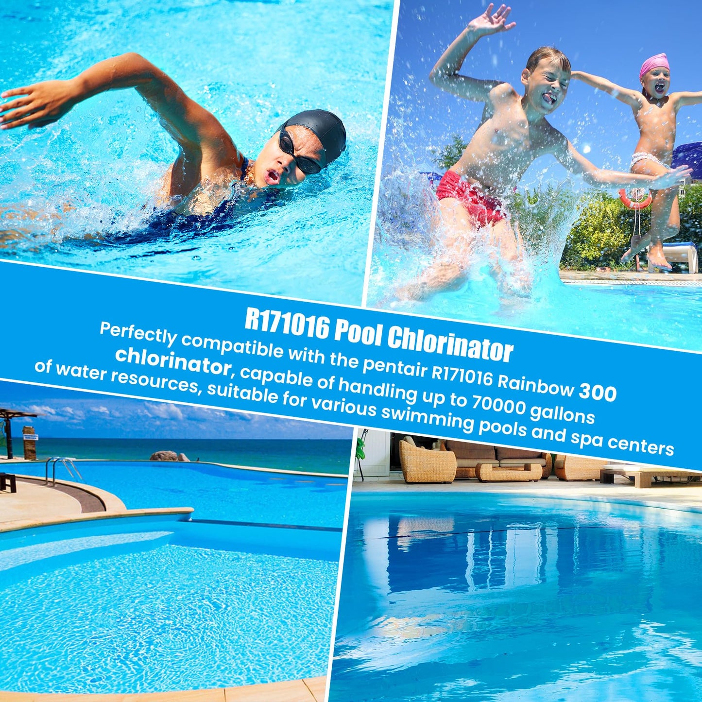 Upgraded R171016 Pool Chlorinator 300 Chlorinator Compatible with pentair Rainbow R171016 300 Automatic Chlorine/Bromine Offline Pool Feeder, Newly Upgraded Base and Control Valve
