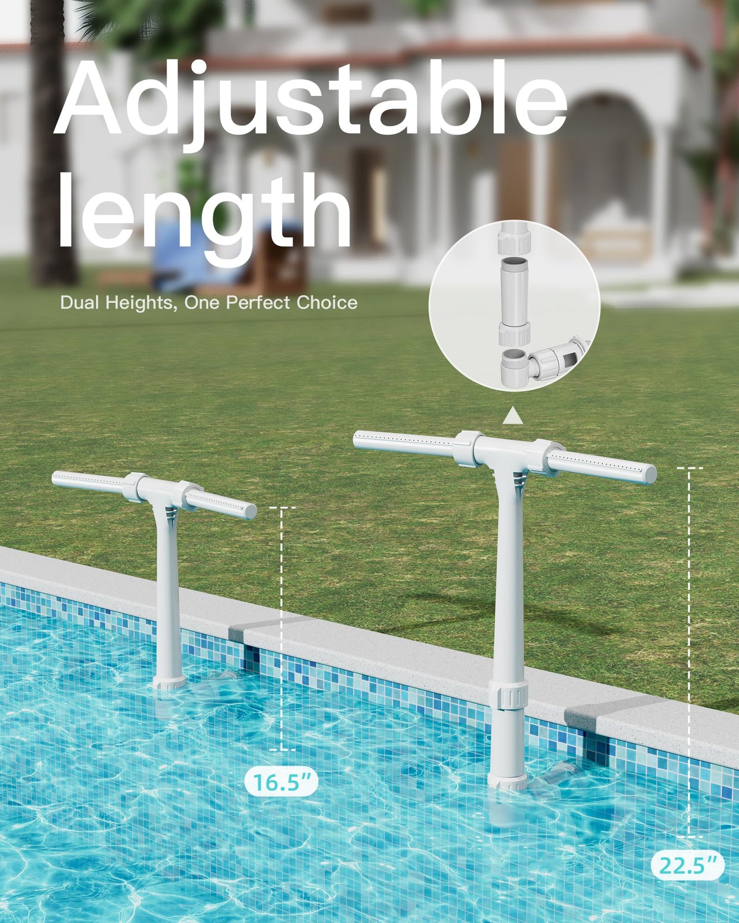 POOLHOUR [Patented] 2026 Height Upgrade Pool Fountain for Above Ground/Inground Pools with Dual High-Pressure Spray, 360° Adjustable Cooling Jet & Relaxation - Waterfall Sprinkler Cooler
