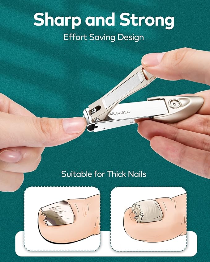 MR.GREEN Nail Clipper 3Pcs Set, Stainless Steel Manicure Pedicure Set with Nail Clippers, Glass Nail File & Tweezers, Medical Grade Grooming Kit with Travel Case Gift Box for Man & Woman (Pink)