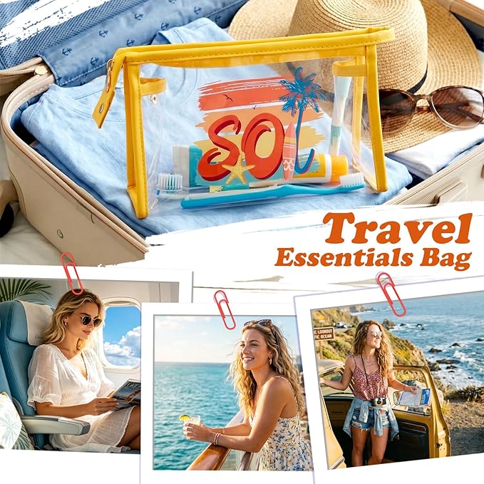 COSHAYSOO Sunscreen Bag Clear Makeup Toiletry Pouch Beach Vacation Essentials for Women Teen Girls Trip Gifts Summer Pool Travel Must Have Accessories Waterproof Stuff