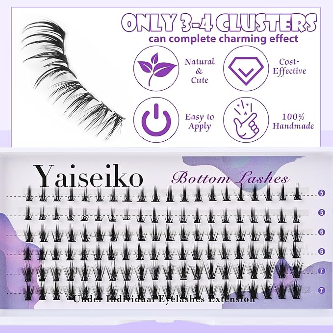 Bottom Lash Clusters DIY Lash Extension Lower Individual Lashes 120pcs Wispy Natural Look Lower Eyelash Clusters Short Individual Cluster Lashes Manga Bottom Cluster Lashes 5-7mm