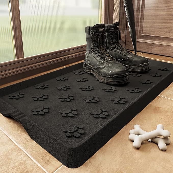 Paw Pattern Boot Tray for Entryway Waterproof Rubber Mats for Dogs Multipurpose Shoe Mat Tray for Entryway Indoor Outdoor Multi Use Catch All Trays Shoe Storage 16x27.5 Inches