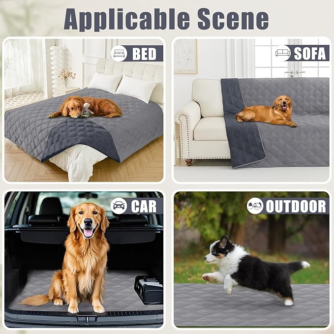 Smiry Waterproof Dog Bed Cover Blanket 52x82, Soft Reversible Pet Blanket, Washable Leakproof Cats Dogs Couch Cover for Sofa, Couch, Furniture, Grey/Dark Grey