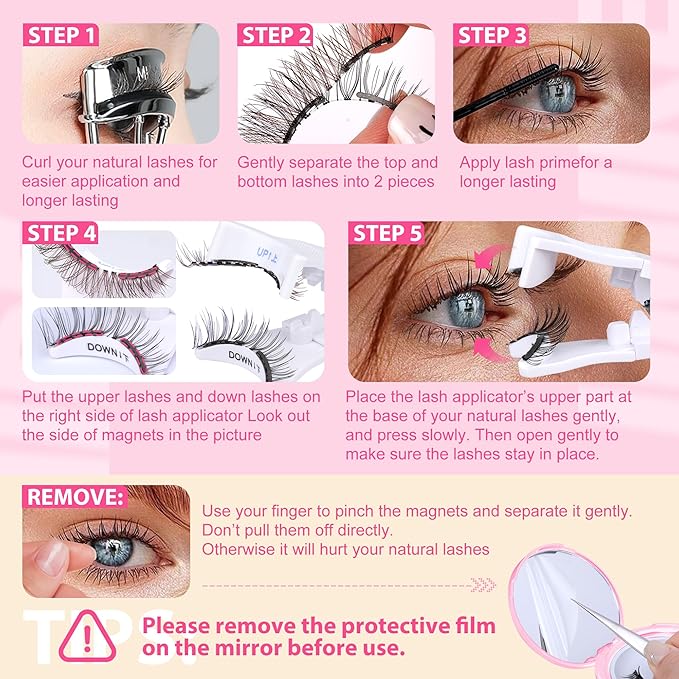 Soft Magnetic Eyelashes Natural Look Wispy Magentic Lashes Reusable Magnetic Eyelashes with Applicator No Glue Needed Press on Brown Magnetic Lashes Quick to Wear by JIMIRE