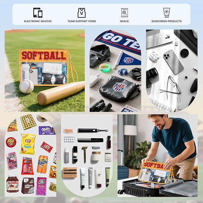 Baseball Gift Bags Baseballs Treat Bags Team Gifts Clear Chenille Letter Zipper Pouch Accessories Stuff Sport Portable