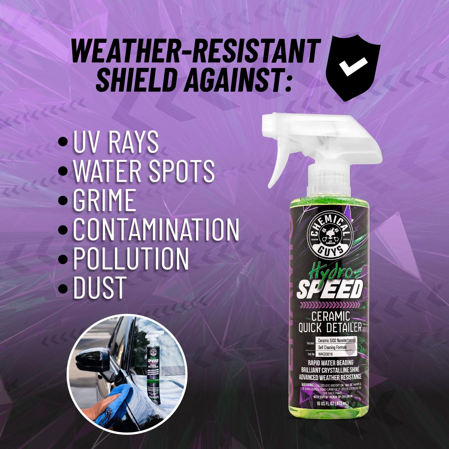 Chemical Guys HydroSlick Hyper Car Wax & HydroSpeed Ceramic Coating Quick Detailer Bundle (2 16 oz Bottles)