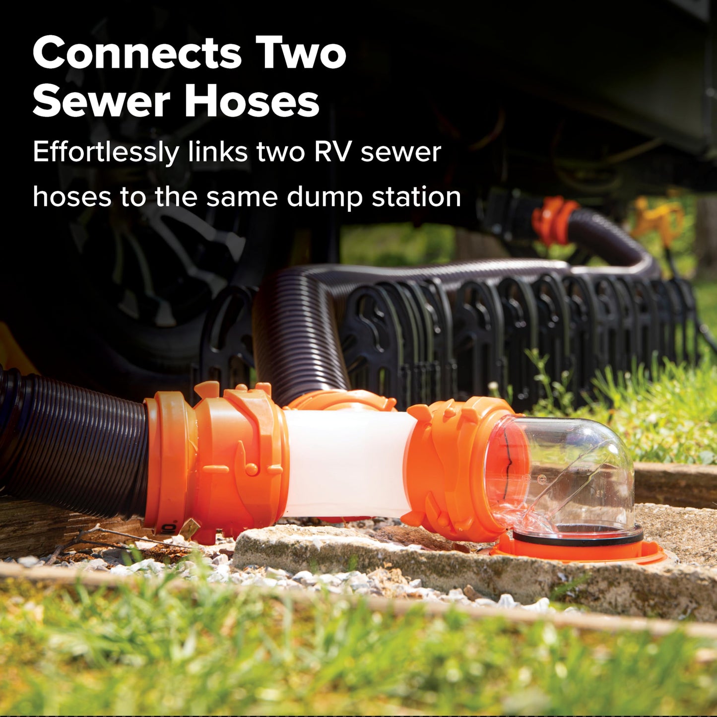 Camco RhinoFLEX Camper/RV Wye Sewer Hose Fitting | Features 360-Degree Swivel Ends & Built-In Gaskets for Odor Tight Connection | Allows for 2 Sewer Hoses to Connect to the Same Dump Station (39812),