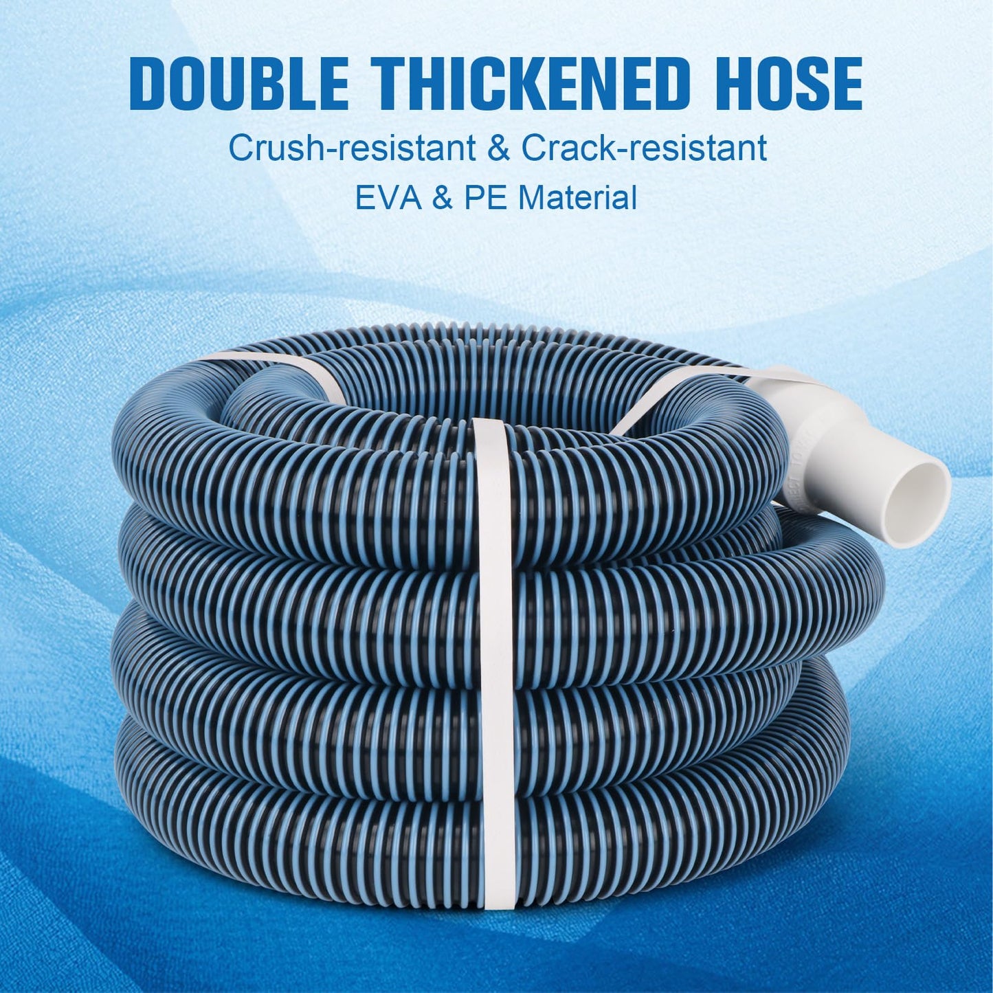 Pool Vacuum Hose With Swivel Cuff 1-1/2" Diameter 30FT Flexible Heavy Duty Pool Vacuum Cleaning Hose Perfect for Above&In Ground Swimming Pool