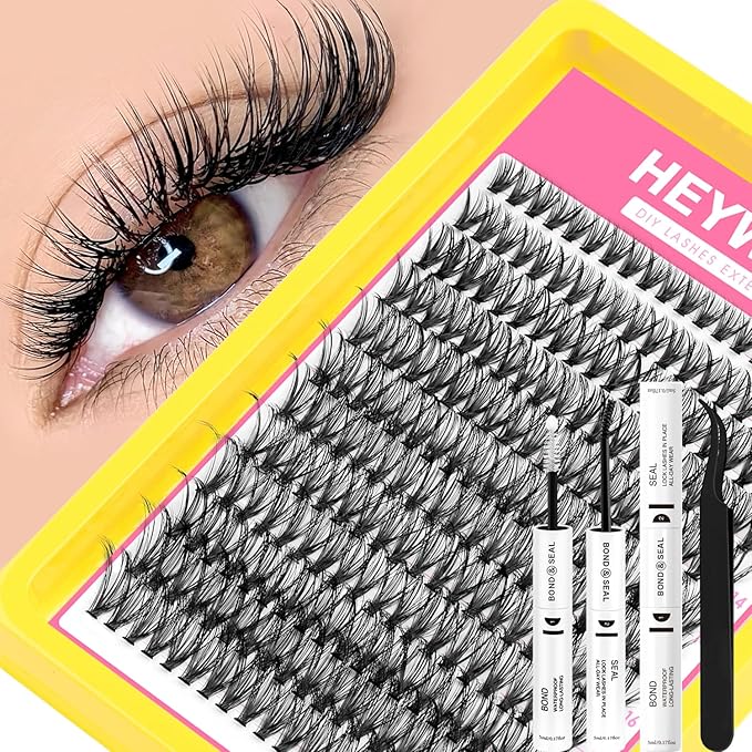 Lash Clusters Kit Eyelash Extension Kit Lash Clusters D 10-18mm Mix 40D Individual Lashes with Lash Bond and Seal and Remover Lash Applicator for Lash Extension Beginners(40D 10-18MM Kit)