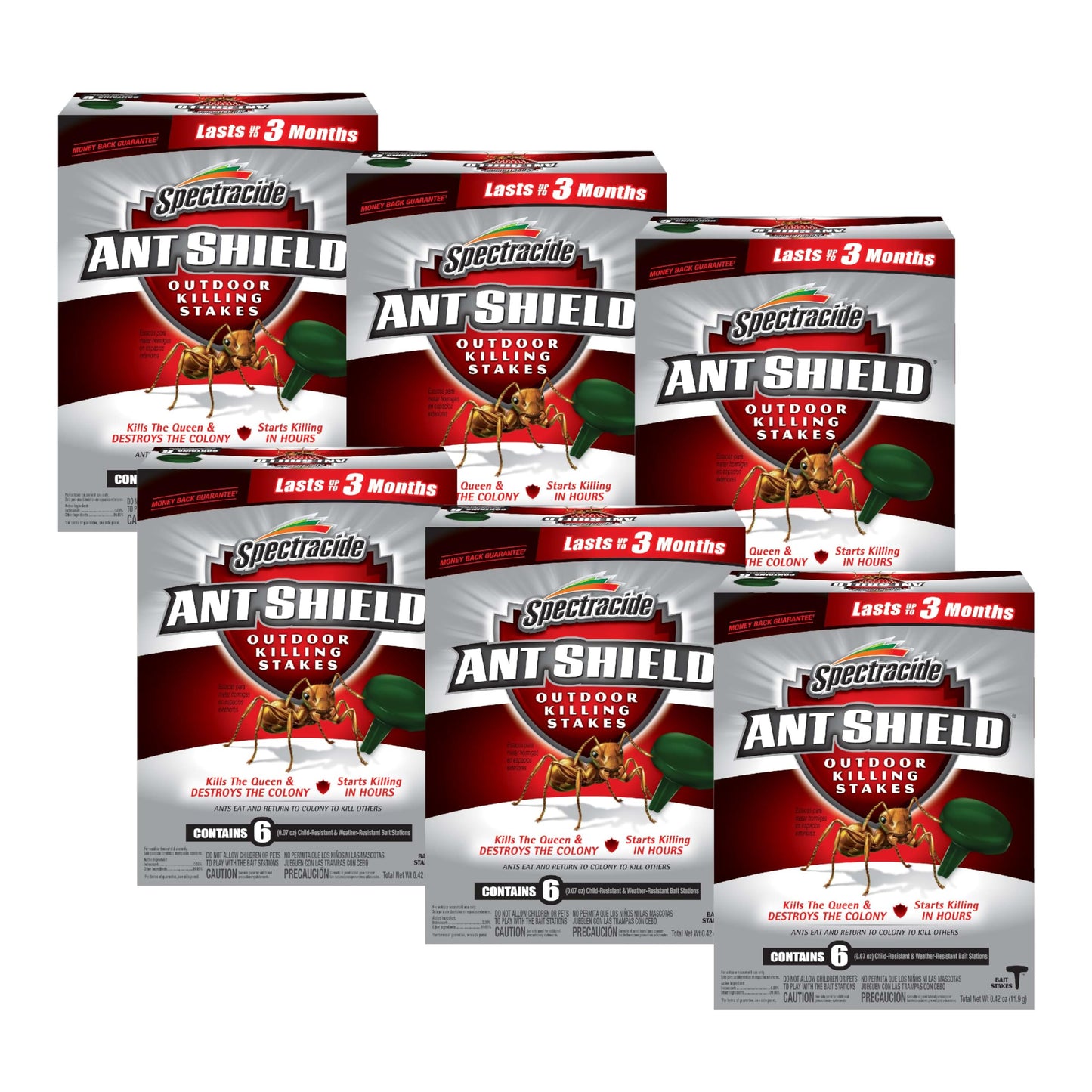Spectracide Ant Shield Outdoor Killing Stakes 6 Count, Kills The Queen And Colony, Pack of 6