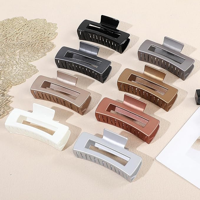 4.1 Inch Hair Clips - 8 Pcs Square Jaw Clips for Thick and Thin Hair, Rectangular Hair Accessories for Women and Girls(Metallic Color)