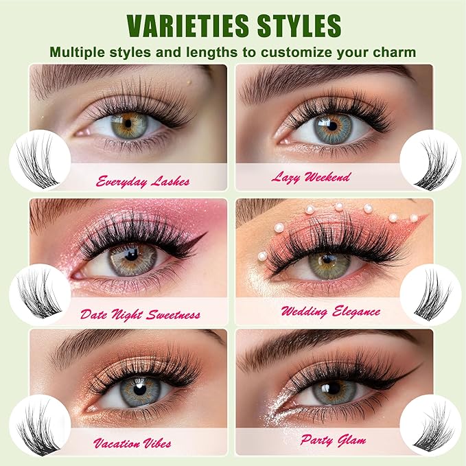 Lash Clusters Natural & Fluffy Lashes Lash Extension Biodegradable Eyelash Clusters Cruelty Free False Eyelashes 0.05mm DIY for Beginner