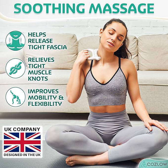 COZLOW Ceramic Gua Sha Massage Tool for Face & Body - Premium Muscle Scraping Tool for Lymphatic Drainage & Fascia Massage - Trigger Point Massager for Body Sculpting & Contouring - Style B