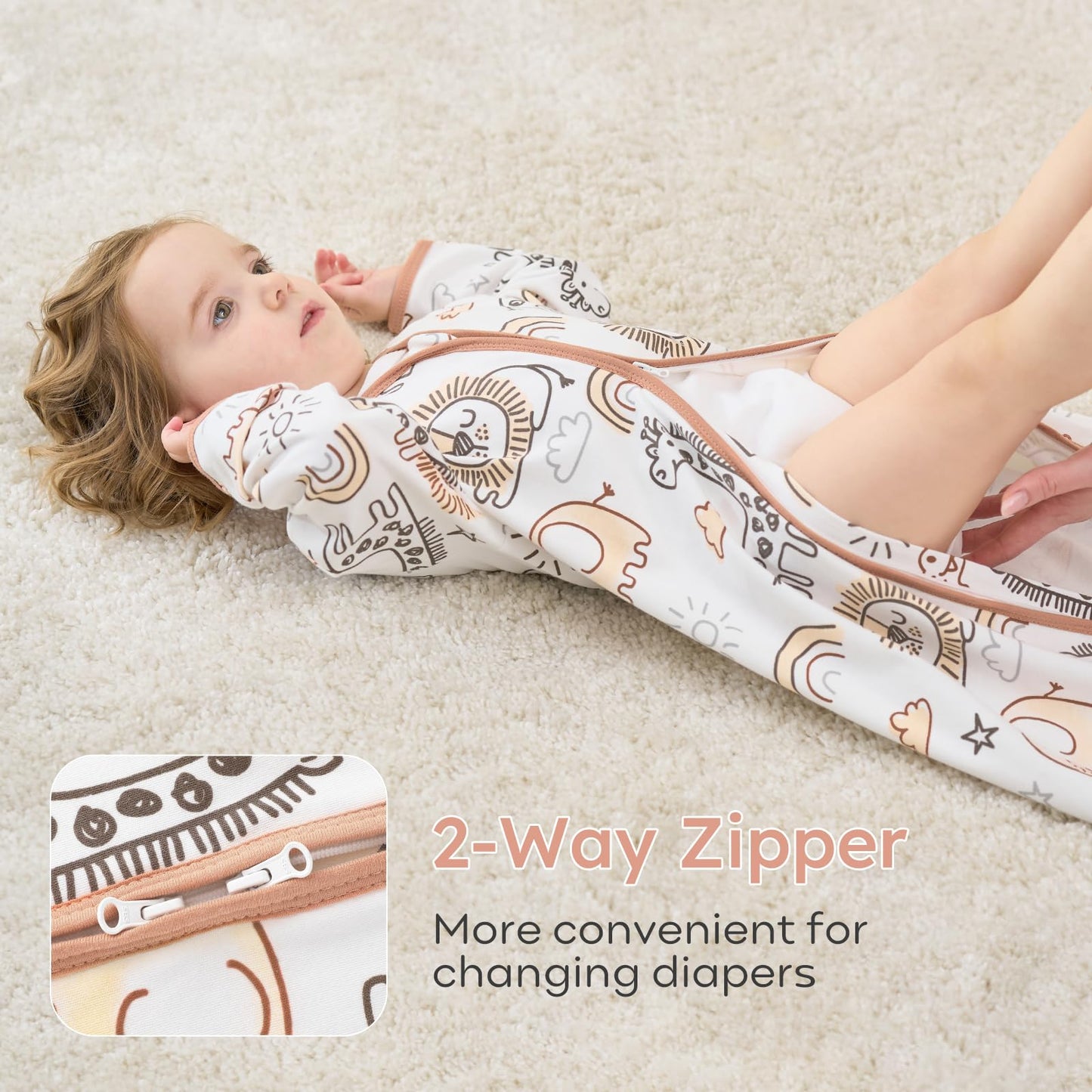 Yoofoss Baby Sleep Sack 6-12 Months Long Sleeve Wearable Blanket Baby 100% Cotton 2-Way Zipper 0.5 Tog Infants Sleeping Sack, Lightweight(Medium)