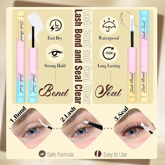 Mavphnee Brown Lash Clusters Kit Natural Cluster Eyelash Extensions Kit 10-12MM Short C-Curly Lash Extension Individuals 168 Pcs DIY Clusters Lashes for Beginners with Bond and Seal Clear