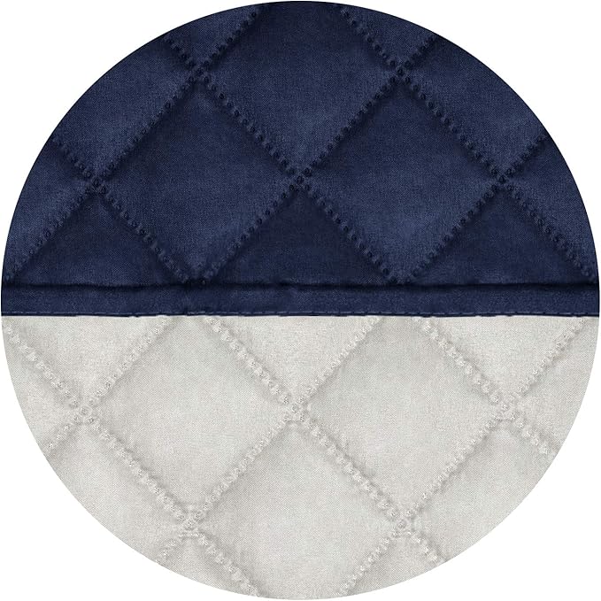 PureFit Reversible Quilted Sofa Cover, Water Resistant Slipcover Furniture Protector, Washable Couch Cover with Non Slip Foam and Elastic Straps for Kids, Dogs, Pets (Sofa, Navy/Ivory) Large