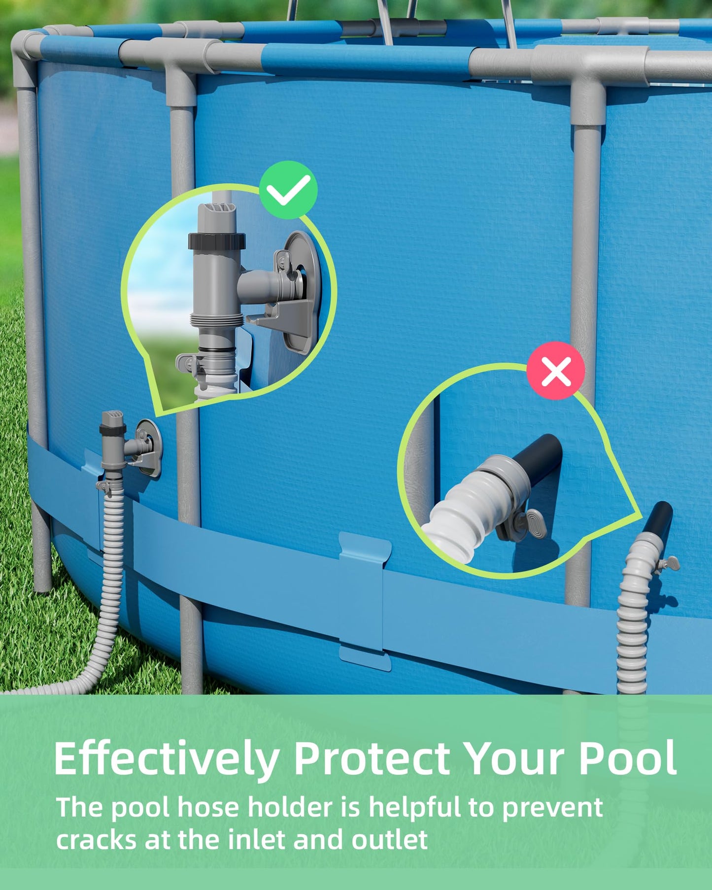 SHAPON Above Ground Swimming Pool Plunger Valve & Swimming Pool Pipe Holder Set- Replacement Pool Accessories Compatible with Intex Pools
