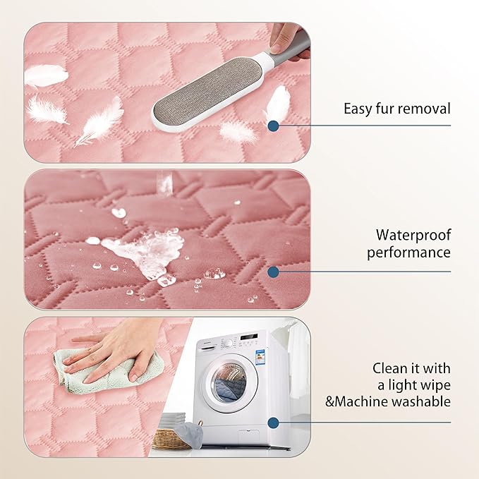 gogobunny 3X Stronger Waterproof Pet Blanket, Scratch Proof Furniture Protector for Dogs Cats, Reversible Cover 30x70 Inch, Dark Pink/Light Pink