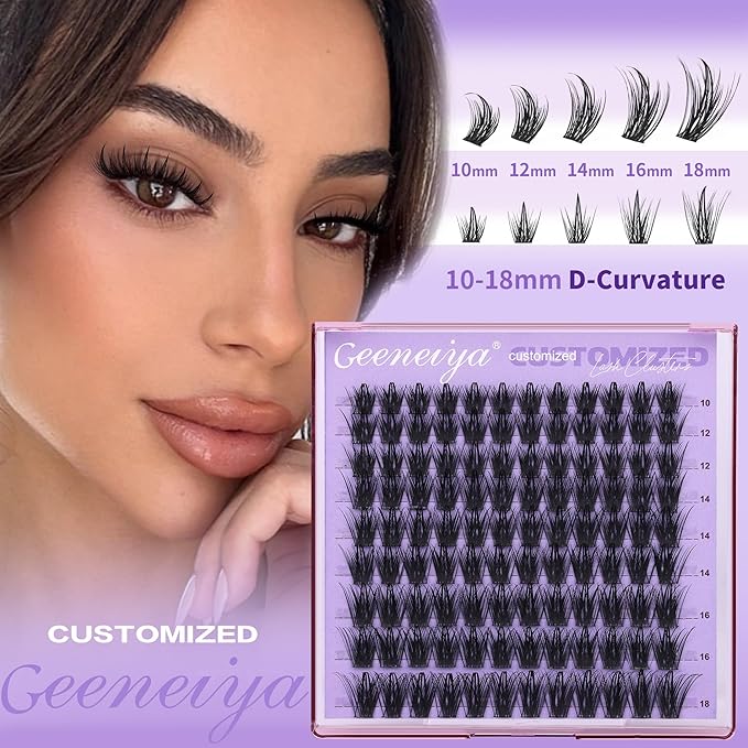 Geeneiya Wispy Lash Clusters Customized Eyelash Clusters Manga Spike Lash Extension Natural Cluster Eyelash Extensions, Double-layer Composite Lashes