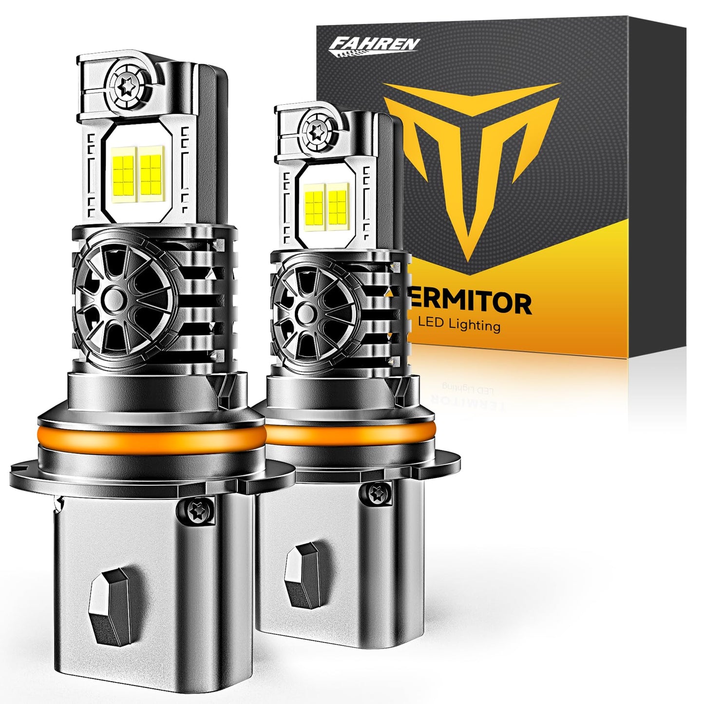 Termitor 9007/HB5 Light Bulbs high/low beam, 60,000LM 1500% Brightness, 70K+ Hours Lifespan, 6500K Cool White Driving Lights, Real 1:1 Mini Size, Plug N Play, CANBUS Ready No Flickering, Pack of 2