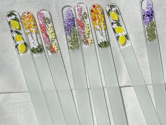 Hand-Painted Pastel Snapdragons Glass Nail File Ã¢ÂÂ Czech Crystal Manicure Tool, Gentle Durable Nail Care Gift for Women