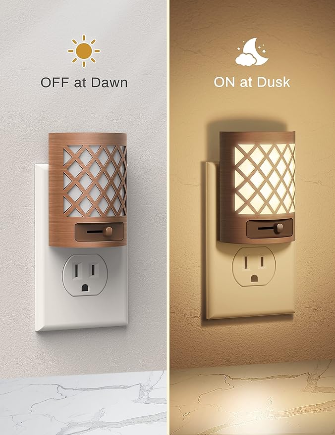 DORESshop Night Light, Night Lights Plug Into Wall [2 Pack], Plug in Night Light, Nightlight, Dusk to Dawn Sensor, Adjustable Brightness Night Lights for Bathroom, Hallway, Stairway, Soft White