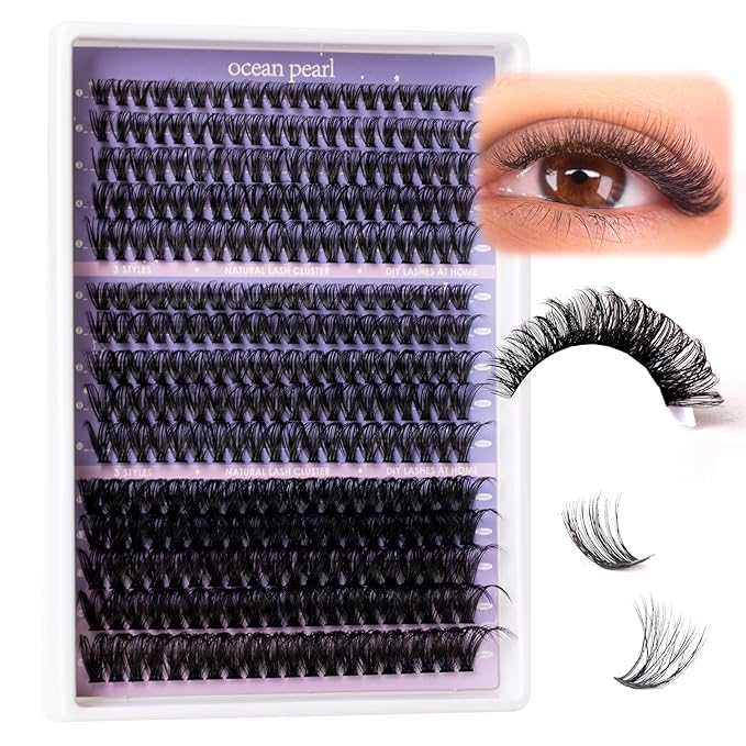 Ocean Pearl Lash Clusters 320pcs 11-20mm Lash Clusters Kit 40D+50D+100D Eyelashes, Lash Extension Kit,Lashes Clusters Eyelash Extensions Kit,Eyelash Clusters with lash adhesive+sealer+remover+Tweezers