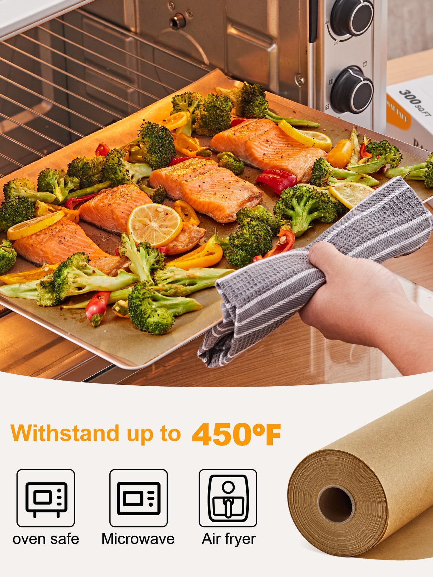 SMARTAKE Parchment Paper Roll for Baking, 2-Pack of 15 in x 242 ft, 600 sq.ft, Non-Stick Baking Paper Sheets with Slide Cutter, Heavy Duty Extra Long, for Kitchen Baking Cooking Grilling, Unbleached