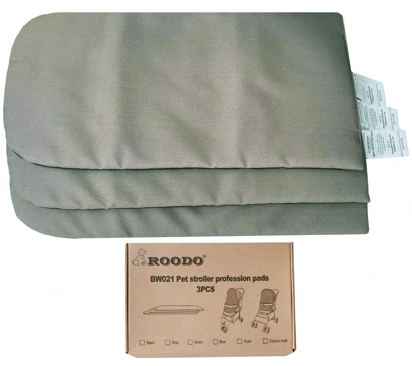 ROODO Pet Stroller Mat,Dog Stroller Cushion,Inner Pad for Exclusive Use,Original,Replaceable,Easy to Clean,Set of 3 pc(Gray)