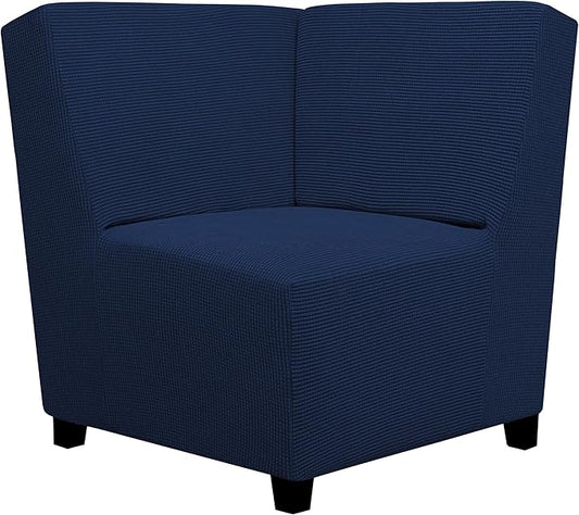 Easy-Going Stretch Sectional Corner Sofa Slipcover 1-Piece Couch Sofa Cover Furniture Protector Soft with Elastic Bottom for Kids, Pet, Spandex Jacquard Fabric Navy