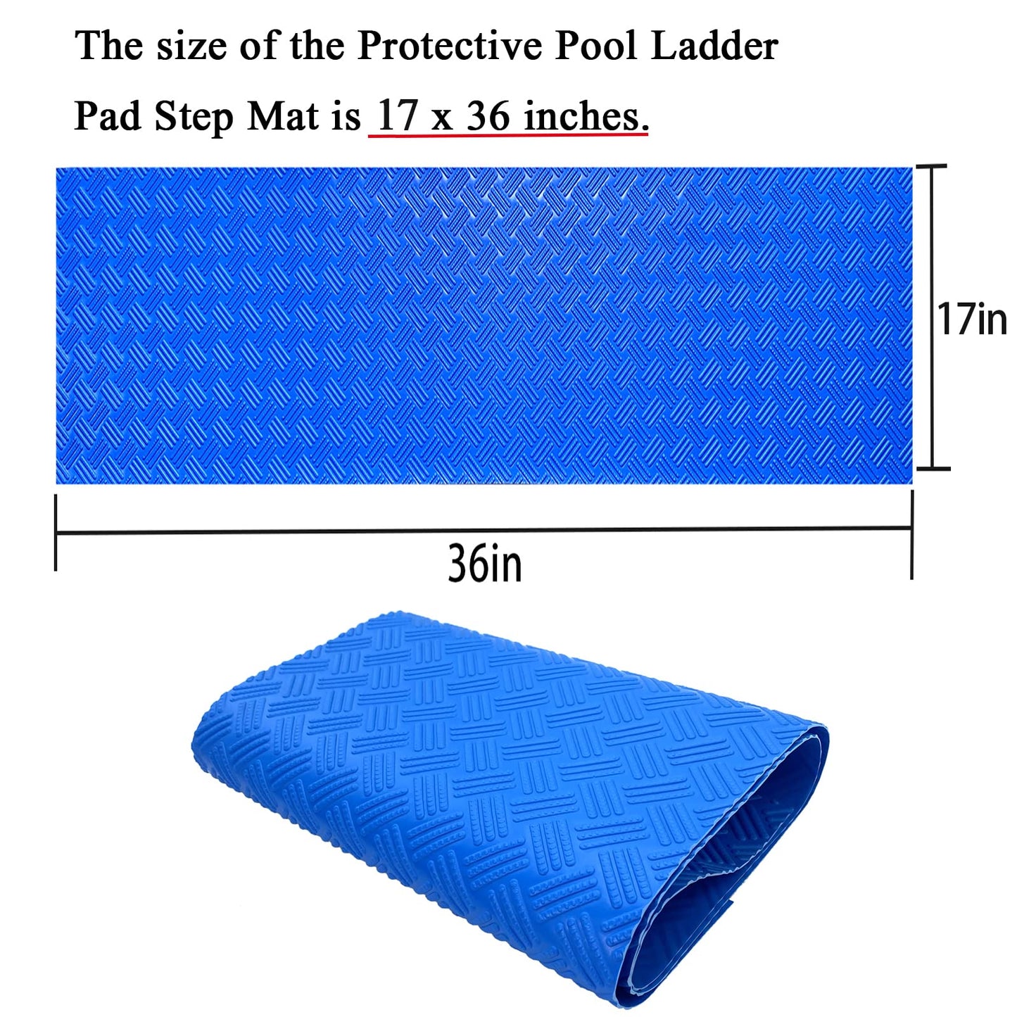 SKARUMMER Swimming Pool Ladder Mat - Protective Pool Ladder Pad Step Mat with Non-Slip Texture, Blue Medium Pool Step Mat, Pool Liner Protection Mat 36 inch X 17 inch