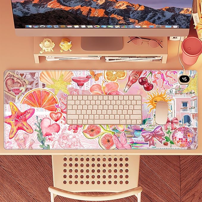 Baziabbo Flower Desk Mat,XXL Extended Large Mouse Pad,Gaming Mousepad with Stitched Edge,Non-Slip Rubber Base Keyboard Desk Pad for Home Office Study Game