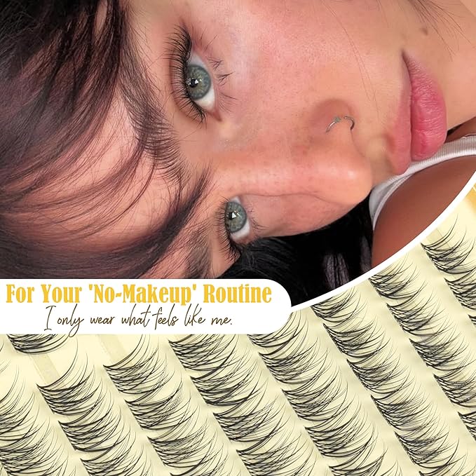 Short Lash Clusters Natural Cluster Eyelash Extensions 8-10-12MM Clear Band Cluster Lashes Extensions Wispy Individual Lashes CC-Curly Eyelash Clusters PestaÃÂ±as Postizas Naturales 144Pcs DIY Lashes