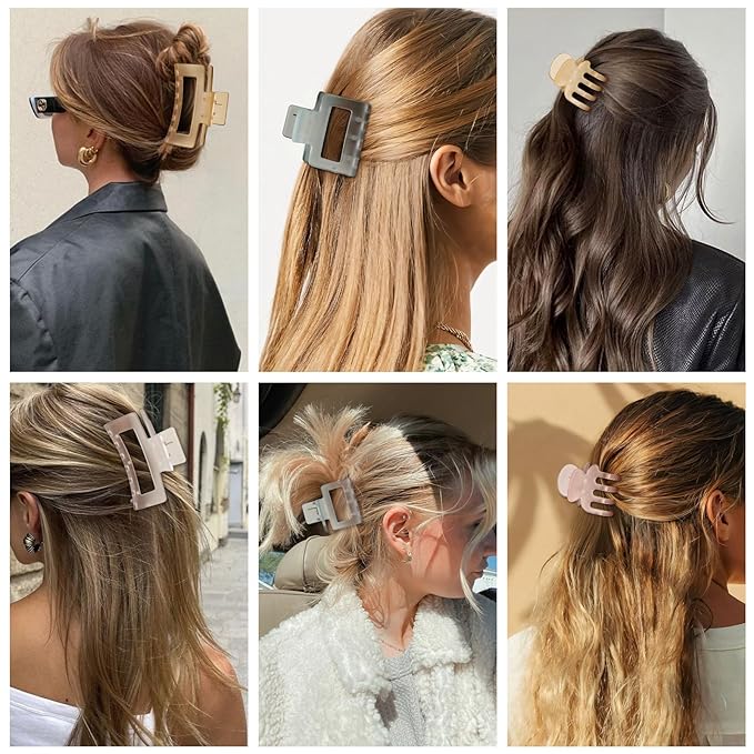 12 Pcs Hair Clips for Women 3 Styles Small Medium Large Claw Clips for Thin Thick Curly Hair, Strong Hold Hair Claw Clips, Stylish Plastic Hair Accessories Ideal Gifts for Women (Ice Cream)