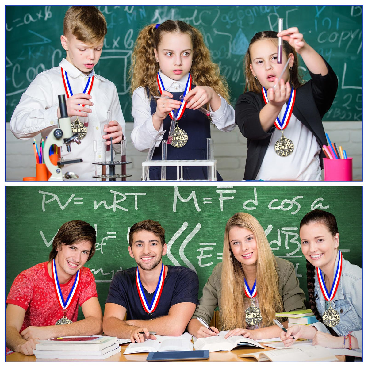 Quelay 30 Pcs 2'' Award Medals Bulk Gold Winner Medals with Neck Ribbons Metal Trophy Award Prize Gift for Tournaments, Competitions, Party, Kids and Adults (Stem)