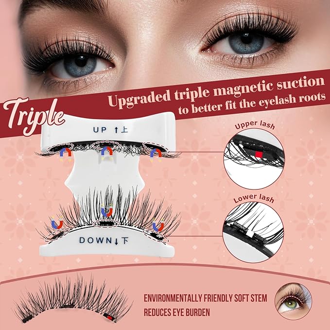 Higu clace Magnetic Eyelashes Magnetic Lashes with Applicator Soft Magnetic Eyelashes Natural Look PestaÃÂ±as MagnÃÂ©ticas No Need Glue Easy to Wear and Remove PestaÃÂ±as MagnÃÂ©ticas Naturales(A03)