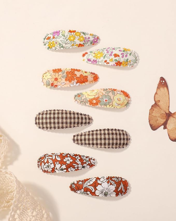 doboi 40Pcs Toddler Hair Clips Hair Barrettes Baby Girls Hair Bows Clips Floral Print Non Slip Snap Hairpins Flower Hair Clips for Girls Kids Toddler Hair Accessories