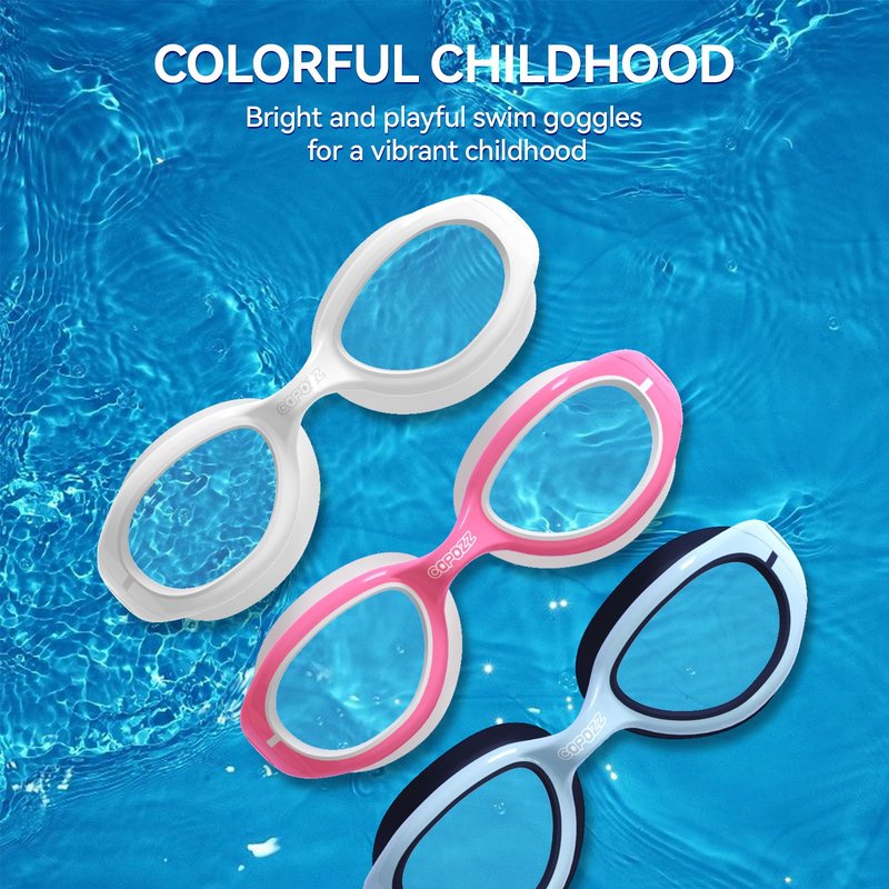 COPOZZ Kids Swim Goggles | Anti-Fog & HD | Comfy 3D Fit | Durable Unisex-Child Swimming Goggles for Boys & Girls Ages 3-14